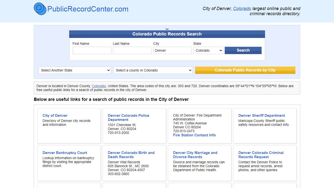 Denver Colorado Public Records and Criminal Background Check